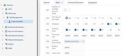Screenshot von Organisationsorganigramm